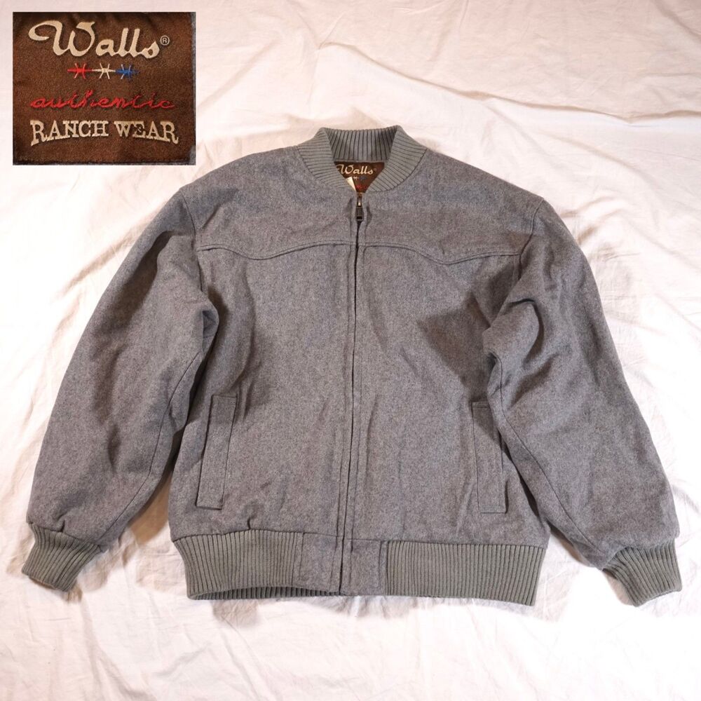 Walls Authentic Ranch Wear Jacket Wool Full Zip Bomber Medium